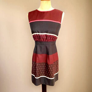 Ann Taylor LOFT Sleeveless Shift Dress Navy Maroon Burgundy Petite XS / 0P NWOT
